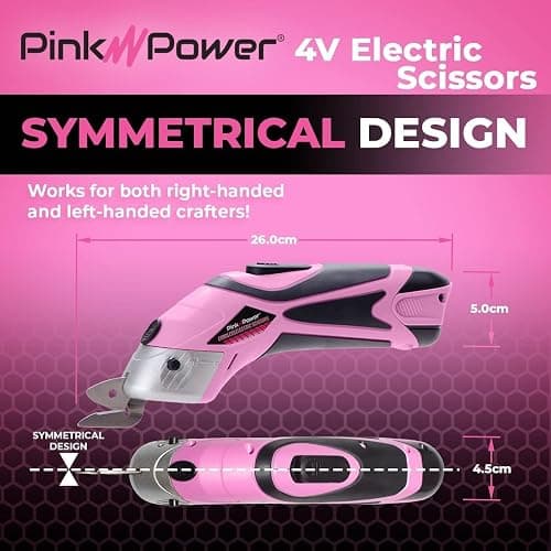 Pink Power Cordless Electric Scissors Fabric Cutter for Crafts, Box, Sewing, Carpet, & Scrapbooking - Heavy Duty Professional Rotary Shears Cutting Tool - Automatic Cardboard Cutter Fabric Scissor thumbnail 3