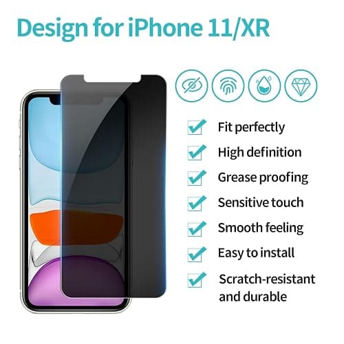 PEHAEL 3Pack for iPhone 11/iPhone XR Privacy Screen Protector Anti-Spy Tempered Glass Film 9H Hardness Easy Installation Bubble Free [6.1 inch] thumbnail 2