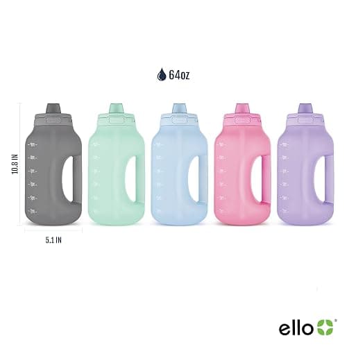 Ello Hydra 64oz Half Gallon Water Jug with Handle and Motivational Time Markers for All Day Hydration, Plastic Reusable Water Bottle with Straw and Locking, Leak Proof Lid, BPA Free thumbnail 4