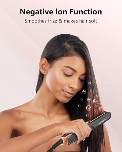 Annlary Hair Straightener 1 Inch Flat Iron and Curler 2 in 1 Titanium Ceramic Ionic Dual Voltage Straightener with Heat-Resistant Silicone, for Less Frizz, Shinier & Smoother thumbnail 2