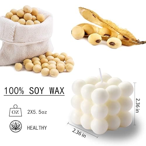 Bubble Candle - Cube Soy Wax Candles, Home Decor Candle, Scented Candle Set 2 Pieces, Home Use and Gifting thumbnail 2