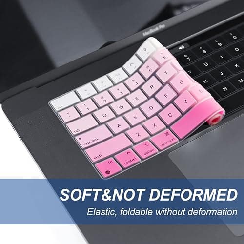 Boaulee Silicone Keyboard Cover for MacBook 2026 Neo 13"(A18) & Air13.6 15"(M5-M2) & Pro14 16"(M5-M1) A3404 A3448 A3449,Keyboard Protector(Pink) thumbnail 5