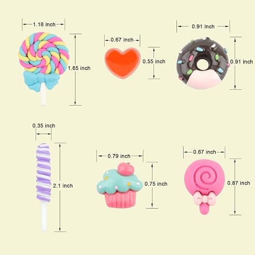 FENGWANGLI 50Pcs Cute Candy Slime Charms,Assorted Kawaii Resin Fake Candy Charms for Crafts,Mini Decoden Flatback Embellishments for Phone Junk Cases,Hairpins,Scrapbooking Crafting & DIY Decor thumbnail 2