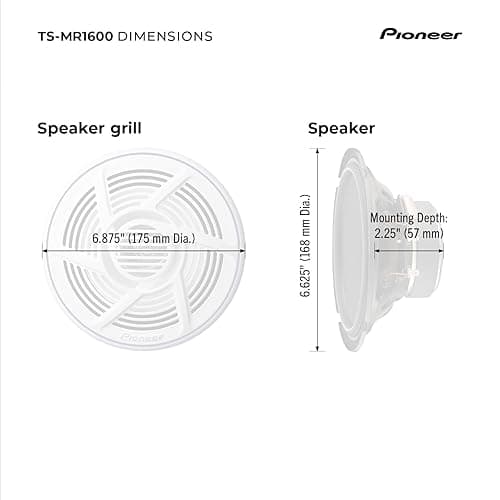 Pioneer TS-MR1600 6.5” Speakers (Pair) – 100W Max, Water-Resistant + UV-Protected, Built for Boats, UTV, ATV, SXS, Outdoor, Marine, All Purpose Speakers - 6.5" Marine Coaxial - 100W thumbnail 6