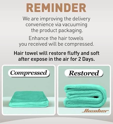 Hicober Microfiber Hair Towel Wrap for Women, Pink Blue Green, 3-Pack | Soft, highly absorbent wrap helps hair dry faster and stays securely in place on curly, thick or long hair thumbnail 8