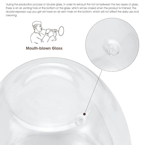 VENVENWEAVS Espresso Cups Set Of 4,Double Wall 5OZ Hand Blown coffee Shots Glass,Espresso Coffee Mugs In Gift Box,Perfect For Espresso,Latte,Cappuccinos,Tea Bag,Juice thumbnail 6