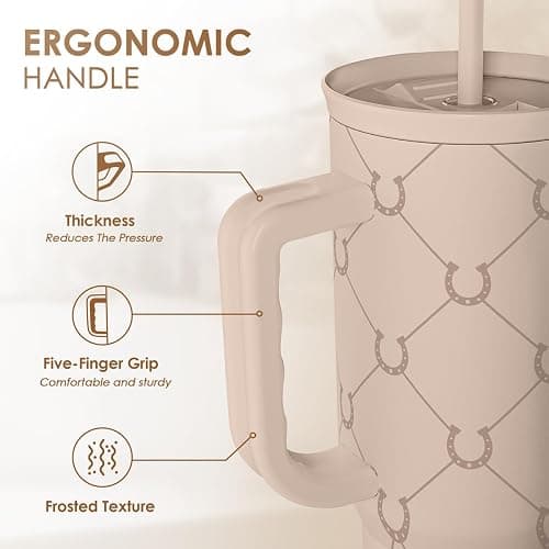 Horse Tumbler with Handle, Insulated Cup Stainless Steel Travel Mug Cup, Gifts for Women Girl, Equestrian Gift for Birthday Christmas, 40oz thumbnail 4