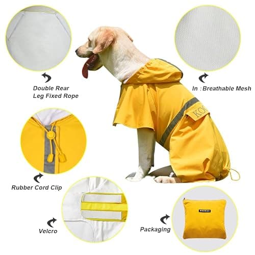 KOOGAL Pet Large Dog Raincoat Apparel Poncho Waterproof for Medium Large Sized for Dog Raincoat Clothes (Yellow, 6XL) thumbnail 6