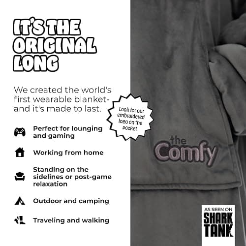 THE COMFY Original | Sherpa Lined Microfiber Fleece Wearable Blanket, Oversized Design with Hood and Pocket from Shark Tank thumbnail 2