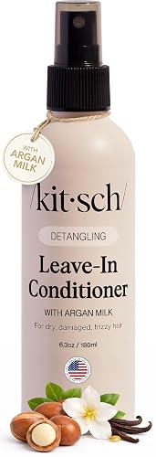 Kitsch Argan Milk Leave In Conditioner Spray – Hair Detangler Spray for Curly, Wavy, Fine, Dry & Damaged Hair - Silicone-Free | Ideal Gifts for Women - 6.3oz - Image 1