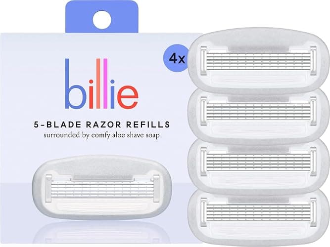 Billie Razor Refills Women, 4 ct | 5 blade razors for women, Sensitive skin, Surrounded by aloe shave soap - Image 1