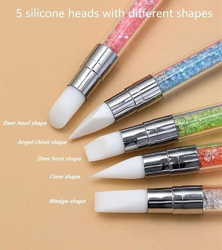 FULINJOY 5pcs Nail Sculpture Pen - Dual Tipped Silicone Nail Tools, Acrylic Pen & Brushes for Resin, Design Tools for Foil Carving & Drawing Effects thumbnail 4