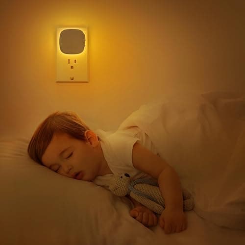 AUVON Plug-in LED Backlit Night Light with Motion Sensor & Dusk to Dawn Sensor, Dimmable Amber Nightlight with 1-50 lm Adjustable Brightness for Bedroom, Bathroom, Stairs, Hallway (4 Pack) thumbnail 7