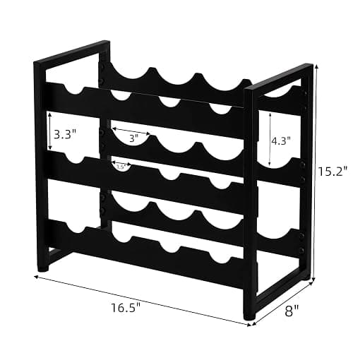AVLA 12 Bottles Wine Rack Countertop, Freestanding 3-Tier Wine Holder, Liquor Display Storage Organizer Stand, Free Standing Floor Wine Cabinet Shelf for Kitchen Wine Cellar Tabletop Bar Dining Room thumbnail 3