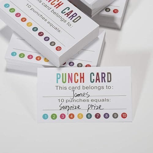 ONEDONE Punch Cards (Pack of 200) Reward Punch Cards for Classroom Behavior Incentive Awards for Kids Students Teachers Home Classroom School Business Loyalty Gift Card - 3.5" x 2" thumbnail 8
