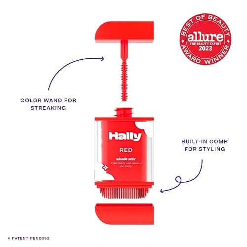 Hally Hair Temporary Hair Color, Shade Stix (Red) - Hair Makeup Accessories for Kids, Teens & Adults - 12 ml Washable Hair Chalk & Dye for Festivals, Sporting Events & Parties thumbnail 3