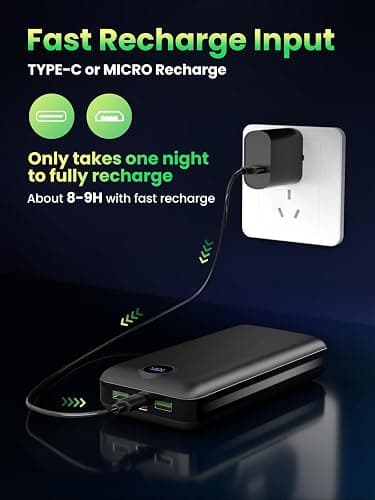 Power Bank Fast Charging 50000mAh 22.5W Portable Charger USB C Quick Charge with 3 Outputs & 2 Inputs LED Display Huge Capacity External Battery Pack for iPhone, Samsung, iPad etc thumbnail 5
