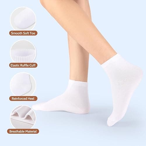 LITERRA 20 Pairs Women's Ankle Socks - Bulk Value Pack, Breathable Casual Basic Athletic Socks for Women Size 5-9/9-11 thumbnail 3
