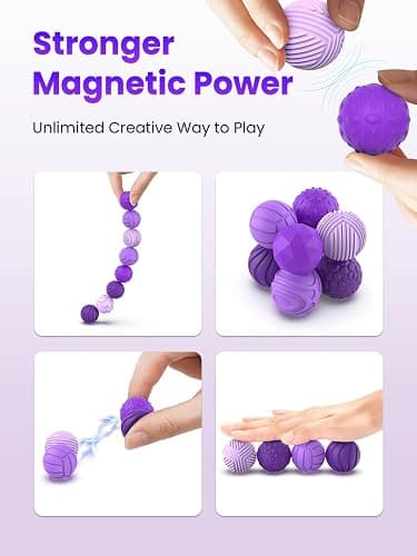 Magnetic Balls Fidget Toys for Adults&Teens,8Pcs Silicone Sensory Stress Relief Toys for Autism&ADHD, Quiet Executive Desk Fidget Magnetic Balls,Gift for Men&Women Gifts(Geometric · Purple) thumbnail 4