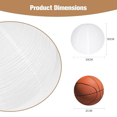 White Paper Lamp Shade, 12''x12'' Small Chinses Paper Lantern Pendant Light Shade,Round Lanpshade Home Decor Ceiling Lampshade, Foldable Lampshade thumbnail 4