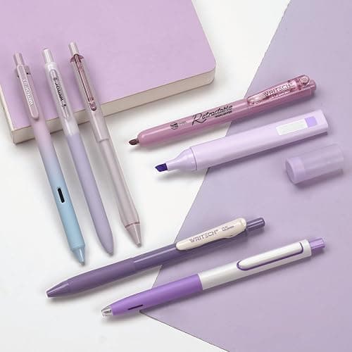 WRITECH Gel Pens Journaling Highlighters: 0.5 &0.7mm Purple Journal Set 7ct | Black & Multicolor Pen Highlighter No Bleed Smooth Writing for Drawing Journaling Teachers Nurses Office Gift thumbnail 9
