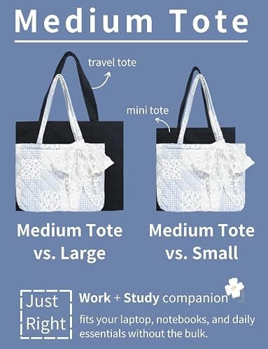 Gleease Cute Quilted Tote Bag For Women Colloge Tote bags Floral Medium Size Cotton Patchwork Bag thumbnail 3