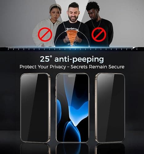 MAGIC JOHN 3rd Gen Upgraded for iPhone 16ProMax Privacy Screen Protector 6.9 Inch,25°Anti-Spy Screen,Shockproof Tempered Glass,Auto Dust-Removal,Bubble Free,Easy Installation,2 Pack thumbnail 3