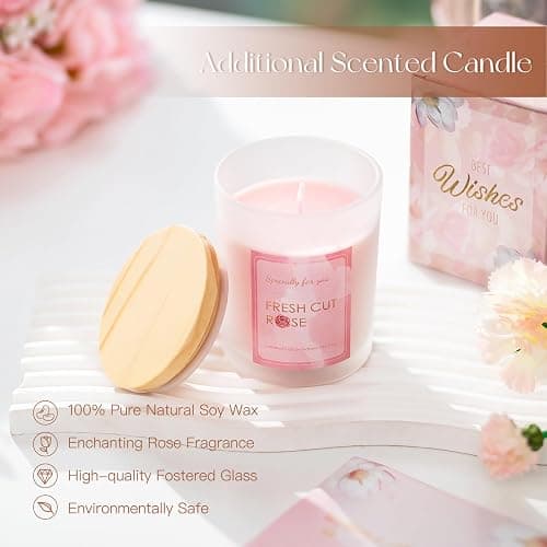 Candeldo Mom Birthday Gifts for Women: Candle Warmer Lamp with Scented Candles Dimmable Pink Flower Wax Warmer with Timer Christmas Day Housewarming Gift thumbnail 3