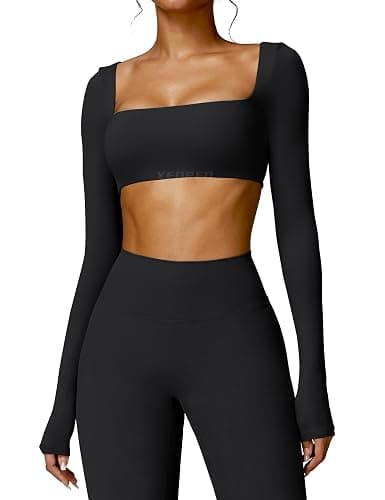 YEOREO Kyla Women Crop Top Long Sleeve Padded Sports Low Medium Impact Yoga Shirt Workout - Image 1