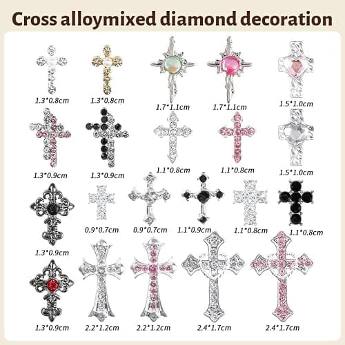 BDEPSTR 21 Stück 3D Kreuz Nail Charms - Y2K Nail Art Dekorationen, Nagelschmuck für DIY Nageldesign, Trendig & Praktisch für Frauen thumbnail 5