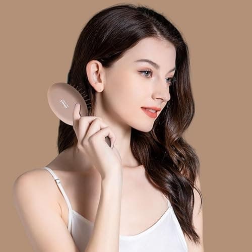 RHOS Mini Hair Brush for Women,Men and Kids-Travel Size Hair Brush for Purse,Pocket,backpack-Small Cushion Paddle Brush with Soft Bristles-Mini Detangler Brush for All Hair Types(1 Pack-Mocha) thumbnail 5