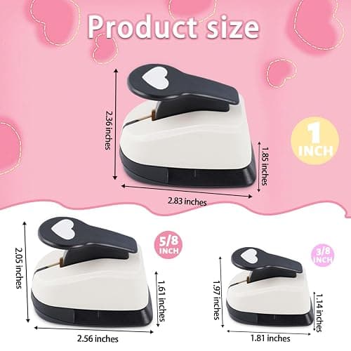 Heart Hole Punch, Paper Punches, HeartPunches for Paper Crafts, Heart Puncher, Hole PuncherHeart, Shaped Hole Punch, 1 inchHeart Paper Punch, 5/8 inch HeartHolePuncher, 3/8 inch Hole Punches Set thumbnail 7