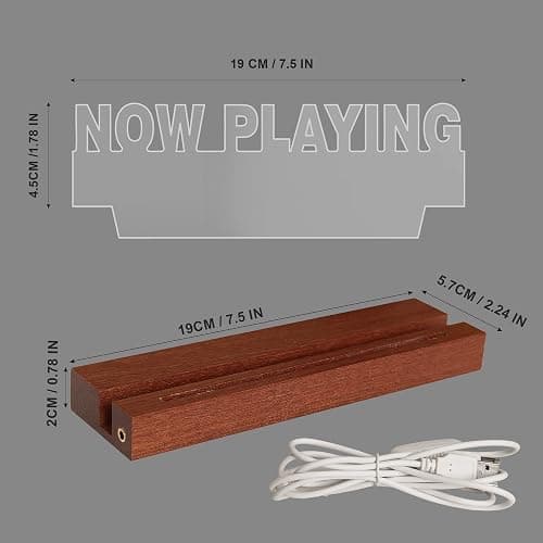 Schallplatten Wandhalterung, Beleuchtung Now Playing Vinyl Record Stand, Now Spinning Plattenspieler-Ständer, Holz-Acryl-Halter für Vinyl-Album-Display und Lagerung mit warmen weißen Farbe Lichter thumbnail 2