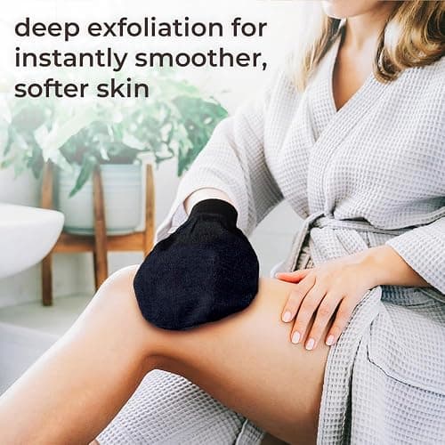 Natural Elephant Exfoliating Hammam Glove | Authentic Moroccan Kessa Body Scrub Mitt for Spa-Quality Skin Renewal | Pure Black Single thumbnail 3