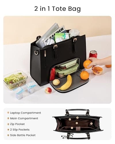 LOVEVOOK Lunch Tote Bag for Women, Laptop Bag for Work with Insulated Lunch Compartment 15.6 Inch 2 in 1 Lunch Tote Large Capacity Computer Handbag for Work, Teacher, Nurse, Office, Collage, Casual thumbnail 5