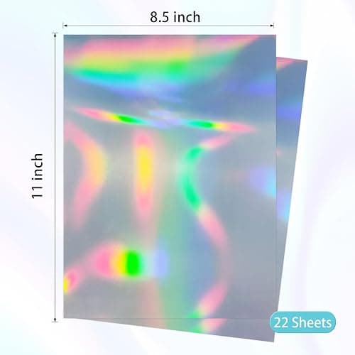 Yeachlaing Printable Holographic Silver Sticker Paper, Laser & Inkjet Printable 8.5 x 11 Inches Dries Quickly Stickers Rainbow Vinyl Label 22 pcs thumbnail 3