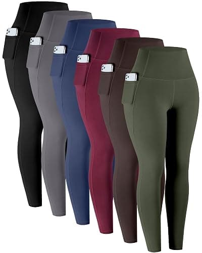 LZYVOO Leggings with Pockets for Women, 6 Packs Soft High Waisted Tummy Control Workout Yoga Pants - Image 1