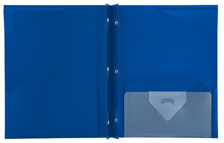 Five Star 2-Pocket Folder, Plastic Folder with Stay-Put Tabs and Prong Fasteners, Holds 8-1/2" x 11" Paper, Pacific Blue (72115) thumbnail 6
