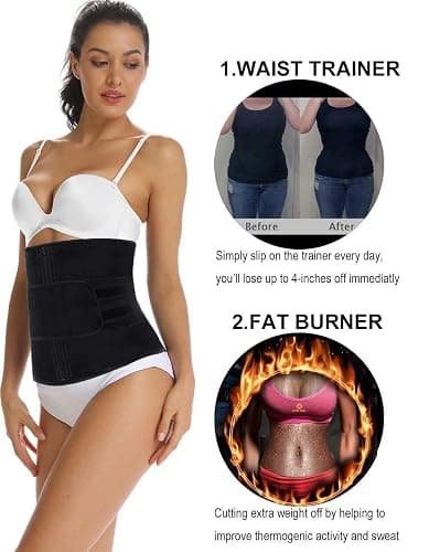 HOPLYNN Neoprene Sweat Waist Trainer Corset Trimmer Shaper Belt for Women thumbnail 2