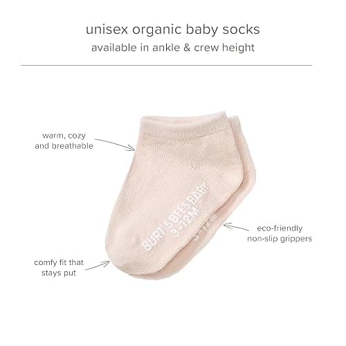 Burt's Bees Baby Baby Girls' Ankle Socks with Non-Slip Grips (6-Pack) thumbnail 3