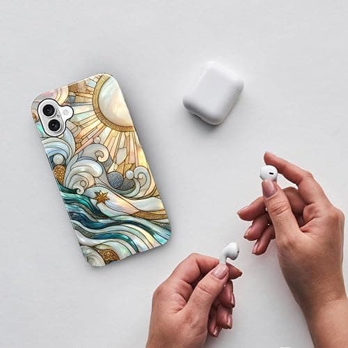 Case for iPhone 16,Waves Marble Sun Glass Phone Case Slim Silicone Shockproof Cover for Girls Women（Glossy & Durable） thumbnail 6