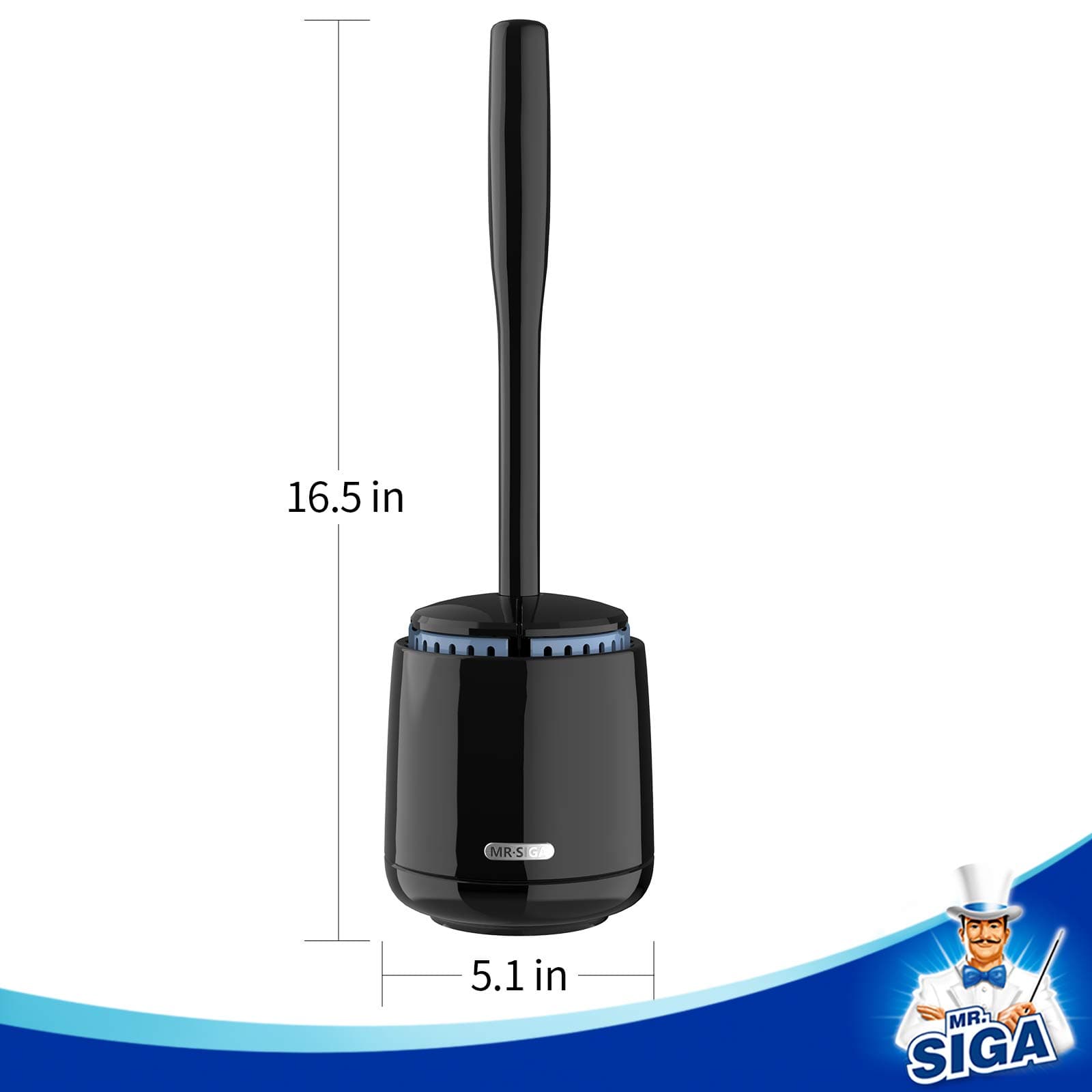 MR.SIGA Toilet Bowl Brush and Holder, Sturdy Long Handle, Black, 1 Pack thumbnail 4