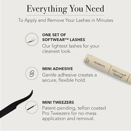 Pro Lash SoftWear Mini Lash Clusters Kit - Seamless, Lightweight Lashes - 7-Day Cluster Eyelash Extensions - False Eyelashes Plus Adhesive and Tweezers - Classic Cat Eye No. 08 Black thumbnail 4