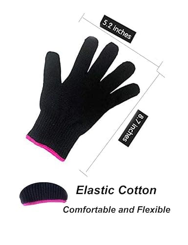 AFT90 Heat Resistant Glove for Hair Styling, Curling Iron, Flat Iron and Curling Wand, Black, Pink Edge thumbnail 4
