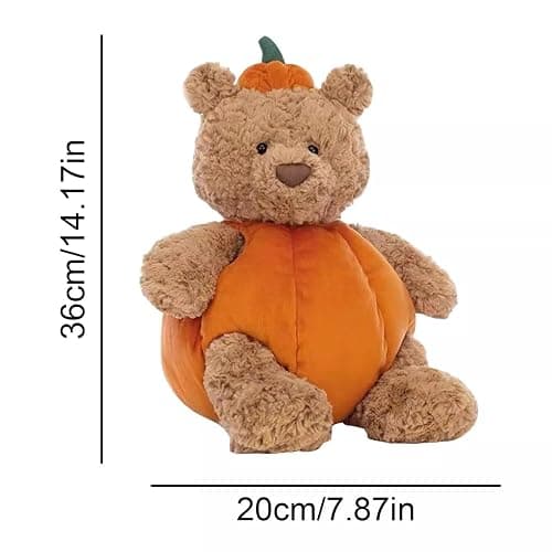 RDCIRP Pumpkin Bear Plush, Stuffed Animal Plushie Squishy Bear Toy Huggable Doll Costume Cute Toy for Boys Girls Halloween Party thumbnail 3