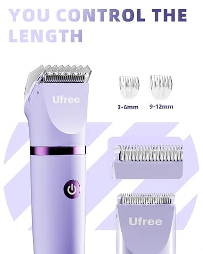Ufree Bikini Trimmer Electric Razors for Women, Ceramic Blade Body Hair Trimmer, IPX7 Waterproof Rechargeable Lady Shaver, Personal Groomer for Legs & Pubic Hair, Gifts for Women, Purple thumbnail 4