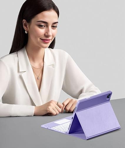 Harvopu for iPad Air 13 Inch (M4/M3/M2) & Pro 12.9 Case with Keyboard | Multi-Touch Trackpad, 7 Colors Backlit, Detachable Folio Keyboard Cover for iPad Air 13/ Pro 12.9 6th 5th 4th 3rd Gen, Purple thumbnail 9