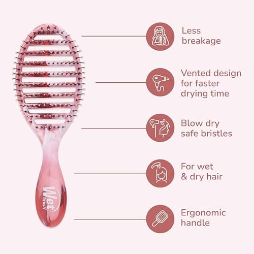 Wet Brush Speed Dry Hair Brush, Pink (Sweet Seaglass) - Vented Design & Soft HeatFlex Bristles Are Blow Dry Safe - Ergonomic Handle Manages Tangles - Pain-Free Hair Accessories thumbnail 4