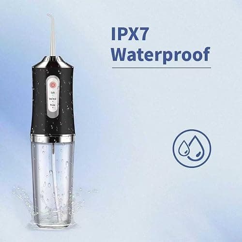 Water-Flosser-Cordless-Teeth-Cleaner MAKJUNS Water Dental Flosser with 3 Modes 4 Jets Rechargeable IPX7 Waterproof for Travel Home Braces(Black) thumbnail 2
