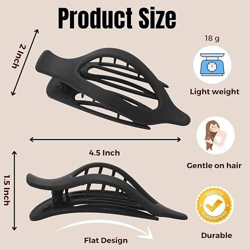 8 Pack Flat Hair Clips for Women,Matte No Crease Flat Claw Clips, Large Strong Hold Barrettes for Thick & Thin Hair, French Duckbill Styling Accessories thumbnail 2